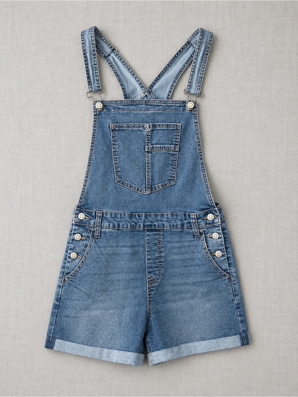 RE Generation by Celebrity Pink Denim Short Overalls - Blue